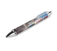 LLUTSNTH Greece Street Ballpoint Pens Black Medium Point 0.55mm Ball Point Pen Retractable Office Pens with Super Soft Grip Writing Ink Pen for Men Women 1 PCS