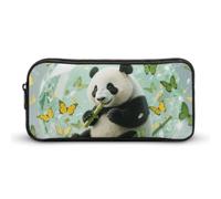 LLUTSNTH Green Crystal Storm Panda Pencil Case - Large Capacity Pencil Pouch Aesthetic Makeup Bag with Zipper for Stationery, Art Supplies, Travel Essentials