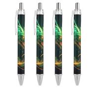 LLUTSNTH Green Dragon Ballpoint Pens Black Medium Point 0.55mm Ball Point Pen Retractable Office Pens with Super Soft Grip Writing Ink Pen for Men Women 4 PCS