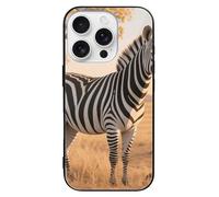 LLUTSNTH Grevy's Zebra on Grassland for iPhone 16/Pro Case Durable Shockproof Glass Protective Cover with Cute Pattern Design Protection for Women & Men Black