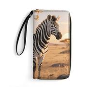 LLUTSNTH Grevy's Zebra on Grassland Womens Wallet Leather Money Clip Coin Purse Clutch Wristlet Travel Long Wallets