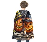 LLUTSNTH Halloween Cape Hooded Cloak Vampire Cape Smiling Strange Pumpkin | Medieval Hooded Cloak Satin Renaissance Cloak Cosplay Costume for Vampire, Witch, Medieval Role Play Costume Party Dress-Up