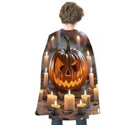 LLUTSNTH Halloween Cape Hooded Cloak Vampire Cape Strange Pumpkin Lantern | Medieval Hooded Cloak Satin Renaissance Cloak Cosplay Costume for Vampire, Witch, Medieval Role Play Costume Party Dress-Up