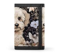 LLUTSNTH Hand Drawn Garden Dog Trifold Wallet for Men - Slim 8 Card Slots, Zipper Coin Purse Money Clip, Cash Compartment, Hand Drawn Garden Dog, One Size, Modern