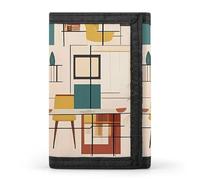 LLUTSNTH Hand Drawn Groundhog Trifold Wallet for Men - Slim 8 Card Slots, Zipper Coin Purse Money Clip, Cash Compartment, Mid Century Modern, One Size, Modern