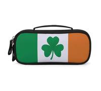 LLUTSNTH Happy Irish Holidays Pencil Case - Large Capacity Pencil Pouch Aesthetic Makeup Bag with Zipper Leather And Handle Design Pen Bag for Stationery, Art Supplies, Travel Essentials