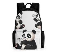 LLUTSNTH Happy Penguin in The Water Backpack with Pocket - 15.6-inch Laptop Sleeve Bag Casual Daypack for Work And Travel, Playful Panda, 42x30.5cm