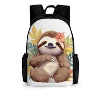 LLUTSNTH Happy Penguin in The Water Backpack with Pocket - 15.6-inch Laptop Sleeve Bag Casual Daypack for Work And Travel, Cute Sloth Leaves, 42x30.5cm