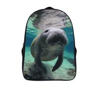 LLUTSNTH Hedgehog Sitting on Top Laptop Backpack for Men & Women Travel Daypack with Pockets, Work Bag for Office 16 In, Cute Sea Animal Manatee, 40x28x16cm, Daypack Backpacks