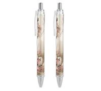 LLUTSNTH Horse Image Ballpoint Pens Black Medium Point 0.55mm Ball Point Pen Retractable Office Pens with Super Soft Grip Writing Ink Pen for Men Women 2 PCS