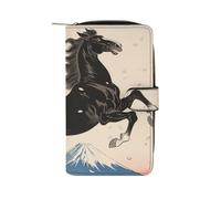 LLUTSNTH Horse Travel Wallet Slim Leather Wallets Clutch Organizer Purse Coin Pocket for Men Women