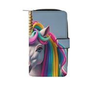 LLUTSNTH Horse with Rainbow Hair Travel Wallet Slim Leather Wallets Clutch Organizer Purse Coin Pocket for Men Women