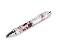 LLUTSNTH Human Skull Pink Flowers Ballpoint Pens Black Medium Point 0.55mm Ball Point Pen Retractable Office Pens with Super Soft Grip Writing Ink Pen for Men Women 1 PCS