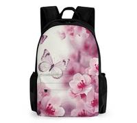 LLUTSNTH Husky Dog on A Frozen Lake Backpack with Pocket - 15.6-inch Laptop Sleeve Bag Casual Daypack for Work And Travel, Flowers and Butterfly, 42x30.5cm, Daypack Backpacks