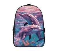 LLUTSNTH Husky Dog on A Frozen Lake Laptop Backpack for Men & Women Travel Daypack with Pockets, Work Bag for Office 16 In, Dolphins Art, 40x28x16cm