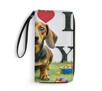 LLUTSNTH I Love My Dog Dachshunds Womens Wallet Leather Money Clip Coin Purse Clutch Wristlet Travel Long Wallets