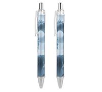 LLUTSNTH Ice Dragon Ballpoint Pens Black Medium Point 0.55mm Ball Point Pen Retractable Office Pens with Super Soft Grip Writing Ink Pen for Men Women 2 PCS