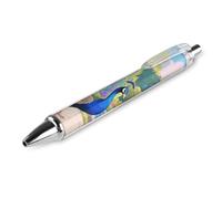 LLUTSNTH Indian Peacock Ballpoint Pens Black Medium Point 0.55mm Ball Point Pen Retractable Office Pens with Super Soft Grip Writing Ink Pen for Men Women 1 PCS