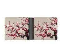 LLUTSNTH Japanese Floral Cherry Blossom Slim Leather Wallet for Men Bifold Card Holder for Daily Travel Mens Money Clip