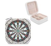 LLUTSNTH Jewelry Box for Women - PU Leather Small Jewelry Organizer Box with Zipper, Dart Board Mini Travel Case Storage Holder Boxes for Earrings Rings Necklaces Bracelets