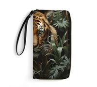 LLUTSNTH Jungle Tiger Womens Wallet Leather Money Clip Coin Purse Clutch Wristlet Travel Long Wallets
