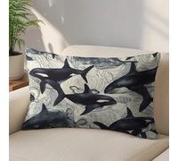 LLUTSNTH Killer Whale Throw Pillow Covers 12 "x20 Decorative Lumbar Pillowcase with Hidden Zipper Pillow Case Soft Cushion Cover for Couch Bedroom Living Room