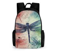 LLUTSNTH Ladybug Daisy Backpack with Pocket - 15.6-inch Laptop Sleeve Bag Casual Daypack for Work And Travel, Modern Dragonfly, 42x30.5cm