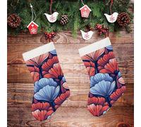 LLUTSNTH Large Christmas Stockings - Art Deco Style Personalized Xmas Stockings, Rustic Plush Xmas Hanging Stocking Decorations for Family Holiday Christmas Party Decorations 16.5 Inch