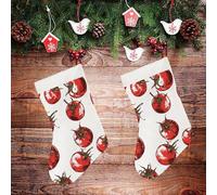LLUTSNTH Large Christmas Stockings - Comic Style Tomatoes Personalized Xmas Stockings, Rustic Plush Xmas Hanging Stocking Decorations for Family Holiday Christmas Party Decorations 16.5 Inch
