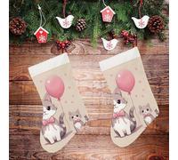 LLUTSNTH Large Christmas Stockings - Heart Shape and Cat Personalized Xmas Stockings, Rustic Plush Xmas Hanging Stocking Decorations for Family Holiday Christmas Party Decorations 16.5 Inch