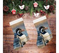 LLUTSNTH Large Christmas Stockings - Loon Nature Birds Personalized Xmas Stockings, Rustic Plush Xmas Hanging Stocking Decorations for Family Holiday Christmas Party Decorations 16.5 Inch