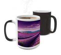 LLUTSNTH Lavender Fields Color Changing Mug Heat Changing Coffee Cup Funny Magic Mug Novelty Heat Sensitive Coffee Mugs for Men Women Office Christmas Birthday Gift 11 Oz