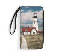 LLUTSNTH Lighthouse Backdrop Womens Wallet Leather Money Clip Coin Purse Clutch Wristlet Travel Long Wallets
