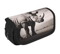 LLUTSNTH Lilac Flowers 2 Compartments Pencil Case Makeup Bag | Large Capacity Polyester Pencil Pouch with Handle | Toiletry & Cosmetic Bag Organizer for Travel Office, South Africa animal, One Size
