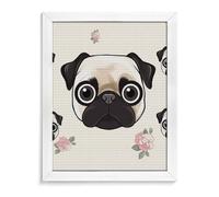 LLUTSNTH Line Pug Diamond Painting Kits for Adults 5D DIY Drill Diamond Art Kits Arts and Crafts for Beginners Sparkling Home Wall Decor Painting for Living Room Bedroom White Wood 40 * 50cm