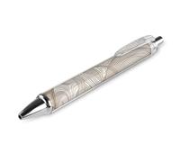 LLUTSNTH Linear Texture Beige Ballpoint Pens Black Medium Point 0.55mm Ball Point Pen Retractable Office Pens with Super Soft Grip Writing Ink Pen for Men Women 1 PCS
