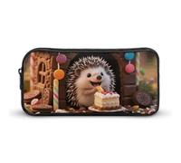 LLUTSNTH Little Hedgehog in The Candy House Pencil Case - Large Capacity Pencil Pouch Aesthetic Makeup Bag with Zipper for Stationery, Art Supplies, Travel Essentials