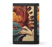 LLUTSNTH Lizards And Plants Trifold Wallet for Men - Slim 8 Card Slots, Zipper Coin Purse Money Clip, Cash Compartment, There Is a Turkey on the Head, One Size, Modern