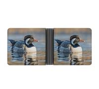 LLUTSNTH Loon Nature Birds Slim Leather Wallet for Men Bifold Card Holder for Daily Travel Mens Money Clip
