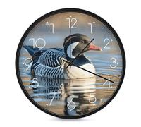 LLUTSNTH Loon Nature Birds Wall Clock Vintage Round Clocks Silent Non Ticking Clock Personalized Pattern Modern Clocks for Home Office Decoration 10 Inch