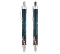 LLUTSNTH Los Angeles Skyline Ballpoint Pens Black Medium Point 0.55mm Ball Point Pen Retractable Office Pens with Super Soft Grip Writing Ink Pen for Men Women 2 PCS