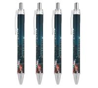 LLUTSNTH Los Angeles Skyline Ballpoint Pens Black Medium Point 0.55mm Ball Point Pen Retractable Office Pens with Super Soft Grip Writing Ink Pen for Men Women 4 PCS