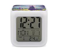 LLUTSNTH Love Alpaca Purple Small Alarm Clock LED Digital Clock Portable Decor Clocks with 7 Color Night Light and Temperature Display - Sleep Timer for Bedrooms Simple Operation