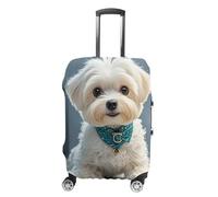 LLUTSNTH Lovely Maltese Dog Suitcase Covers Luggage Protector - Travel Elastic Baggage Case Protective, Washable Anti-scratch Large Suit Case Cover for Suitcases Fits 19-32 Inch Luggages, white, L