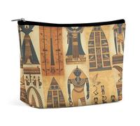 LLUTSNTH Makeup Bags Large Capacity Cosmetic Bags for Women Ancient Egypt Tribe Series Open Flat Toiletry Bag Waterproof Makeup Pouch Portable Cosmetic Organizer Makeups Train for Travel Gift