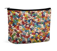 LLUTSNTH Makeup Bags Large Capacity Cosmetic Bags for Women Assorted Jelly Beans Open Flat Toiletry Bag Waterproof Makeup Pouch Portable Cosmetic Organizer Makeups Train for Travel Gift