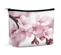 LLUTSNTH Makeup Bags Large Capacity Cosmetic Bags for Women Cherry Blossom Open Flat Toiletry Bag Waterproof Makeup Pouch Portable Cosmetic Organizer Makeups Train for Travel Gift