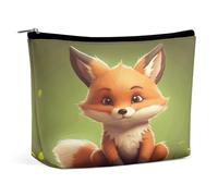 LLUTSNTH Makeup Bags Large Capacity Cosmetic Bags for Women Cute Little Fox Open Flat Toiletry Bag Waterproof Makeup Pouch Portable Cosmetic Organizer Makeups Train for Travel Gift