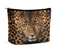 LLUTSNTH Makeup Bags Large Capacity Cosmetic Bags for Women Depict A Leopard Open Flat Toiletry Bag Waterproof Makeup Pouch Portable Cosmetic Organizer Makeups Train for Travel Gift