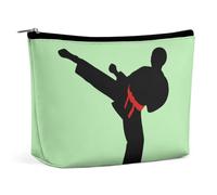 LLUTSNTH Makeup Bags Large Capacity Cosmetic Bags for Women Karate Boy Changeable Belt Color Open Flat Toiletry Bag Waterproof Makeup Pouch Portable Cosmetic Organizer Makeups Train for Travel Gift